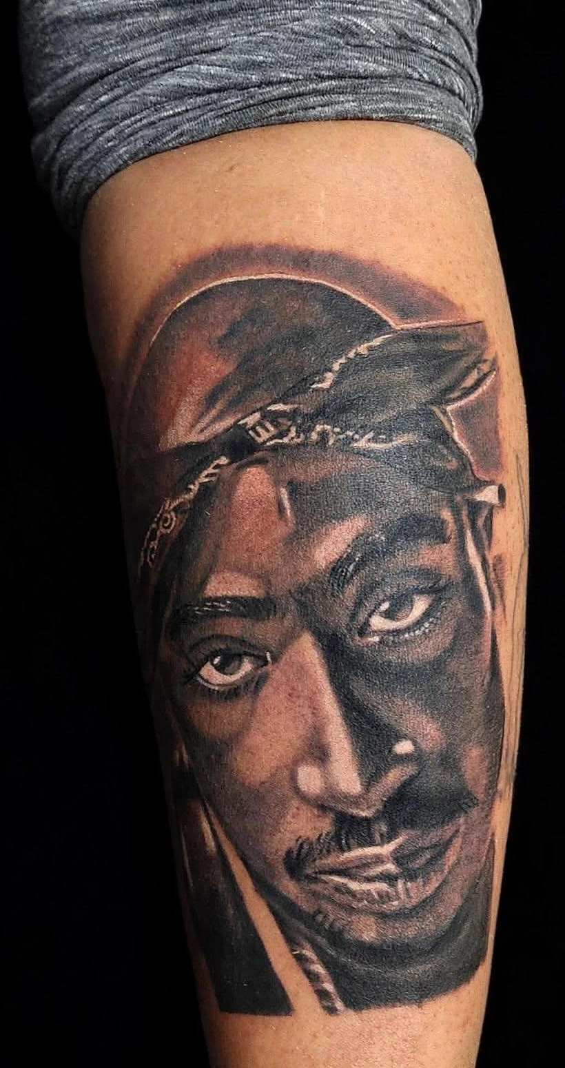 Black and grey portrait tattoo by G Creation Art