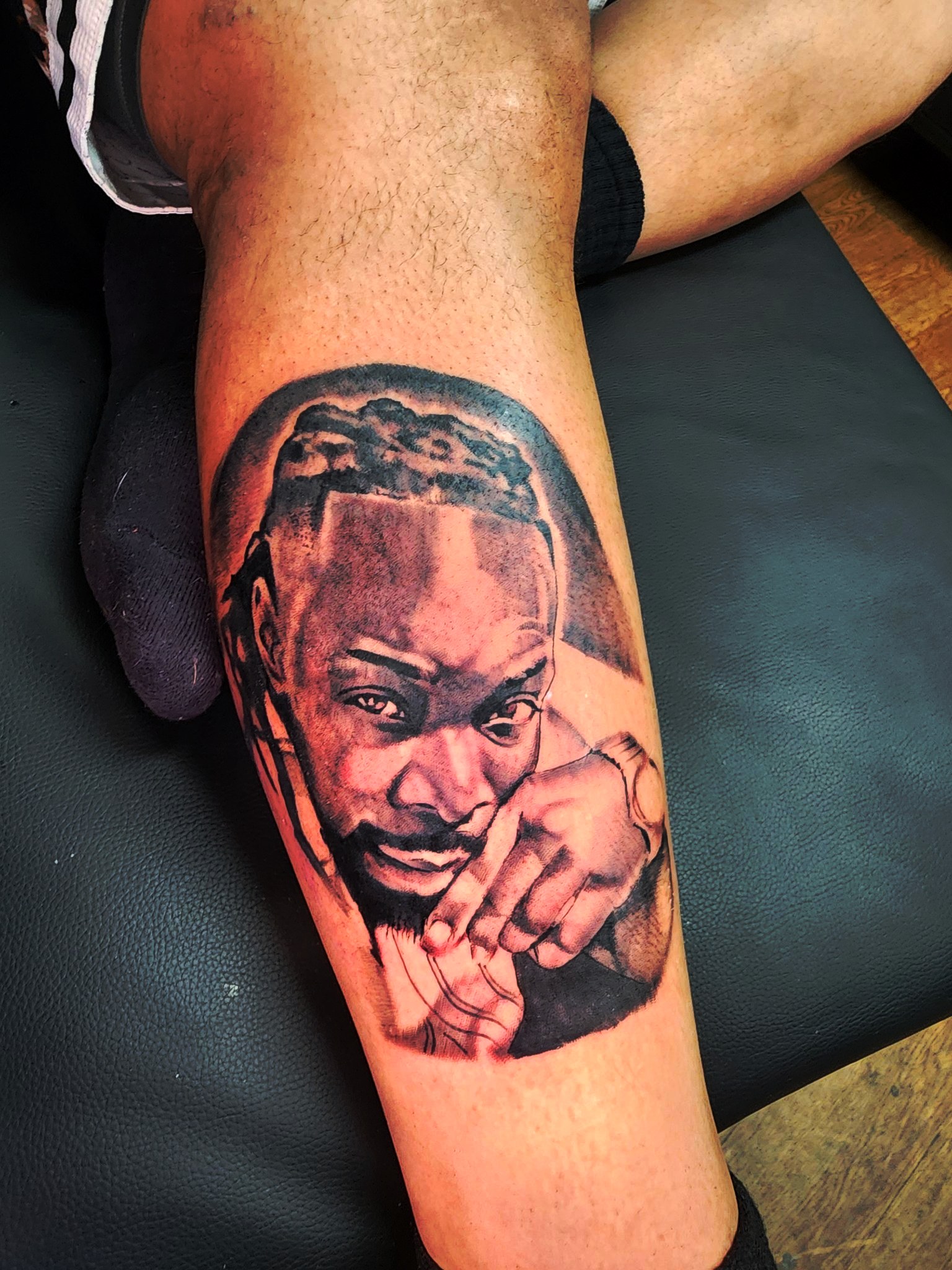 Black and grey portrait tattoo by G Creation Art