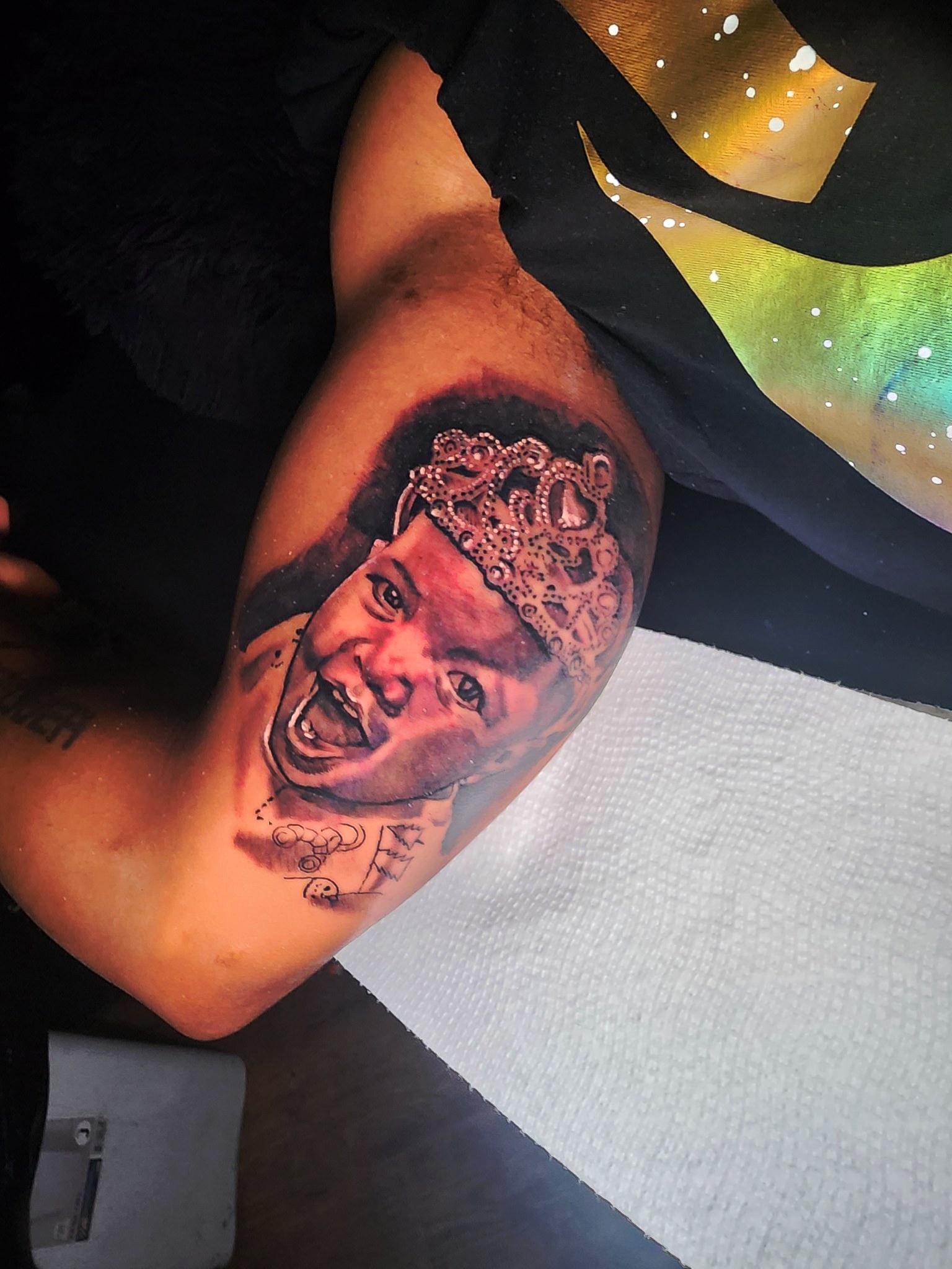 Black and grey portrait tattoo by G Creation Art